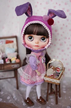 BJD Blythe Облекло лилава рокля с пола-заек 1/6 от 30 см за кукли (подходящ за Pullip, Ob24, 、 Licca)