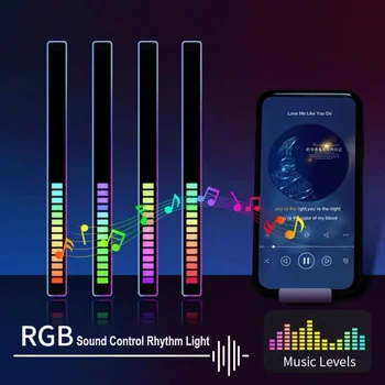 Bluetooth USB Зареждане 32-40 Led нощна светлина Музикален Звук Приложение Ниво на Управление на Осветлението Околната атмосфера Аудио Ритъм Светлина Домашен Кола