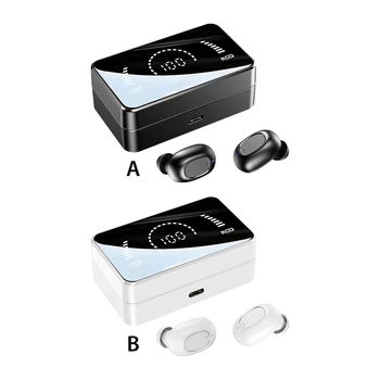 1 Чифт слушалки-притурки Безжични Bluetooth слушалки V5.0, Акумулаторна Преносима слушалки с микрофон, Черен