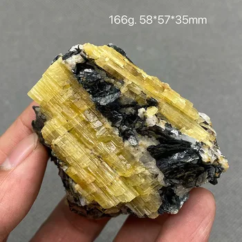 100% натурален жълт турмалин и черна слюда груб излекуваният crystal кварцова руда проба