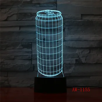 Консервени Кутии 3D 7 Цвята с Променящ се Светодиодна Настолна Лампа Usb Градиентные Нощни осветителни Тела Симулация на Сензорни Подаръци За Деца Осветление на Спални AW-1155