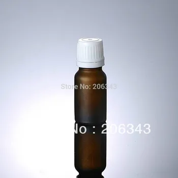 10 мл кафява матирана бутилка с бял пластмасов капак + пластмасов краен, за козметични опаковки