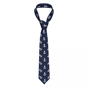 Тъмно Синьо Морска Котва Унисекс Вратовръзки Тънък Полиестер 8 см Класически Маточната Вратовръзка за Мъжете Ежедневни Облекла Вратовръзка за Подарък