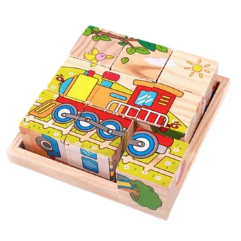 Нови Девет Пъзела Шестоъгълник 3D Пъзел Кубчета, Пъзели Тава Дървени Играчки За Съхранение на Аксесоари За Деца Детски Образователни Забавни Игри