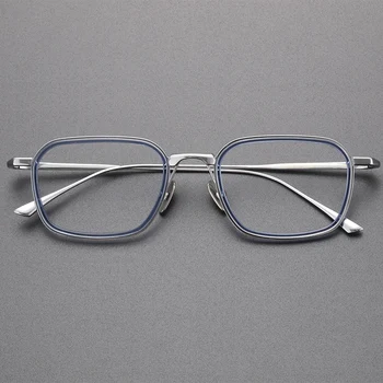 Висококачествена Титановая рамки за очила, мъжки квадратни дизайнерски оптични очила в бизнес стил, очила за четене при късогледство, мъжки слънчеви очила по рецепта