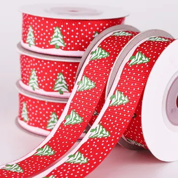 IBOWS Коледна Панделка в Голям рубчик с принтом в грах, Червена Лента с лък, опаковъчна хартия, Ленти, Украса за Сватбени партита, 10 ярда/лот, 20 мм