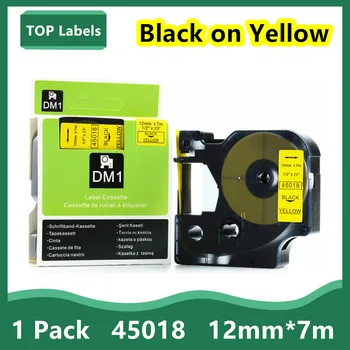 1PK 12 mm D1 Етикети 45013 Черен цвят на Жълт За DYMO LabelManager 160 100 150 200 210 P 280 300 350D 400 450D Принтер Этикетировщик