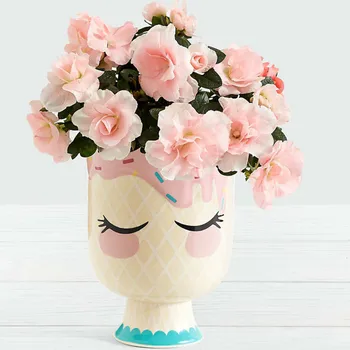 Самоличността декорация на дома керамична маска за лице ваза декорация на верандата цветарски магазин цветето на писалка притежател WY