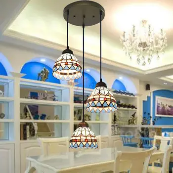 Средиземноморският стил 3 Стъклена лампа E27 модерните висящи лампи за хранене-ресторант лампи, лампа, lamparas висящи лампи