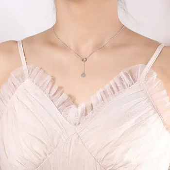 Кръг през Цялата Любов Розово Злато Регулируема Сребърен Цвят Огърлица За Жени, Момичета Корейската Мода Ключицата Верига Бижута SN2467