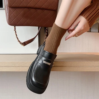 Хэйхайская Ежедневни обувки на платформа, Дамски Модни Лоферы в тон, Удобни лоферы на масивна ток, Тенденция