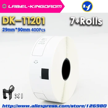 7 Ролки за зареждане с гориво, Съвместими с DK-11201, Издател на 29 mm * 90 мм, Щанцоване, Съвместими за принтери Brother, Бяла Хартия DK11201 DK-1201