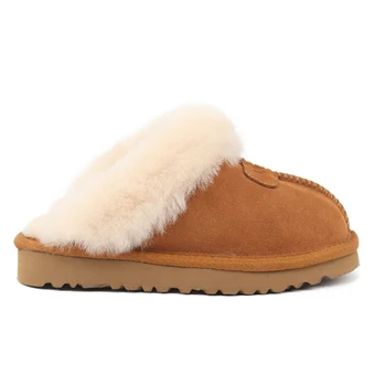 2022 Нови Маркови Модни обувки на платформа от вълна от овце, дамски Домашни чехли на равна подметка, зимните чехли, домашни плюшени чехли