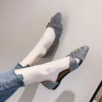 Дамски обувки на равна подметка 2022 година, пролетно-летни обувки на точки с остри пръсти, дамски Мокасини, балет апартаменти от естествена кожа, Лоферы, Обувки