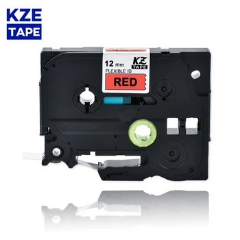 12 мм Tze-FX431 Гъвкава етикета с Черен цвят на Червена Ламиниран Етикет Лентата Гъвкави Кабелни Ленти за Етикети TzeFX431 Tze FX431 за P-touch PT