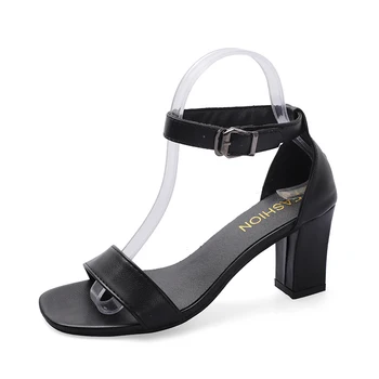Дамски Сандали 2022 г., летни модни Дамски обувки 6 см, однотонная ежедневни Дамски Обувки На Висок Ток с отворени пръсти и Каишка На щиколотке