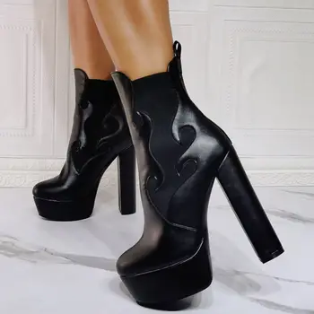 Обувки SHOFOO.Модерни дамски ботуши. Дамски ботуши на ток с около 14,5 виж Банкетная модни дамски обувки. Ботильоны.