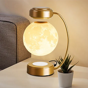3D Магнитна Левитирующая Лунна Лампа Led нощна светлина Въртящи Безжичен Трицветна Плаващ Лампа За Спалня с Нестандартен Коледен Подарък