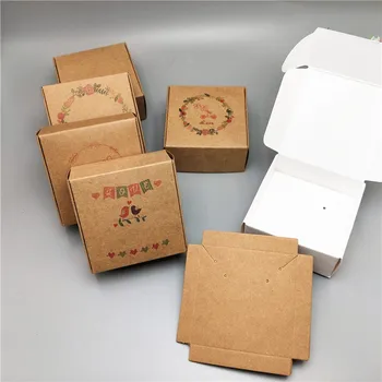 Крафт-Ковчег за бижута и бижута, Кутия за обеци/колиета, Модни за опаковане на Подаръци, Ръчно изработени, Златар карта 6,5x6,5x3 см