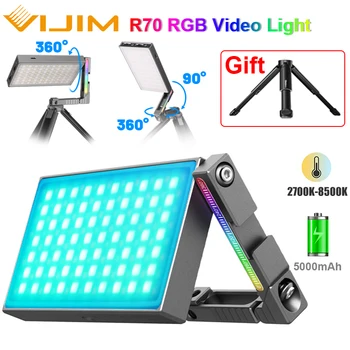 VIJIM R70 RGB Видео Лампа с Магическа Дръжка, Магнитна led Светлини за Фотоапарати, 5000 mah 2700-8500 До 360 °, Осветление за Снимане със статив