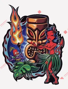 Luau Невероятно Тики Хавайският Танцьорка Дяволът Хавайски Момиче Островът На Сърф, Състезателен Мотоциклет Шлем Стикер/Vinyl Стикер