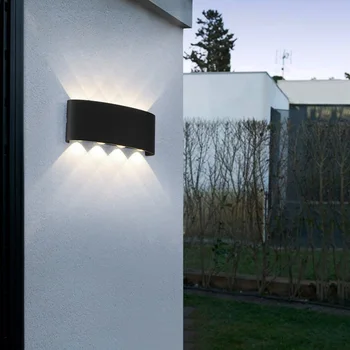Открит/Закрит 8 W LED, с монтиран на стената Лампа Водоустойчива IP65 Нагоре/Надолу Градинска Лампа Спалня Двор, Веранда Портата на Черен Корпус