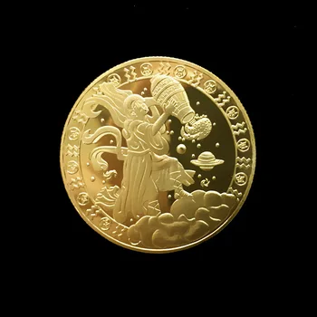 Възпоменателна Монета На Водолея Дванадесет Съзвездия Щастливата Златна Монета