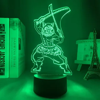 3d Led нощна светлина Аниме Demon Slayer Kimetsu No Yaiba за Декор Спални Лампа Манга Подарък За Рожден Ден Inosuke Hashibira Led 3d Лампа