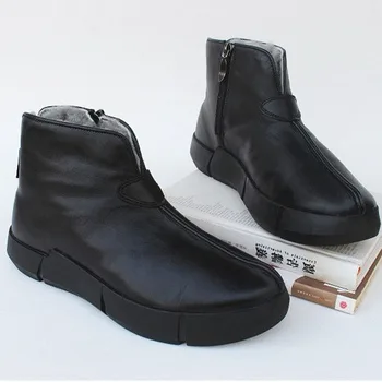 (35-44) Дамски зимни обувки, зимни обувки, по-Големи Размери, Дамски Ботильоны ръчно изработени от естествена кожа, дамски обувки