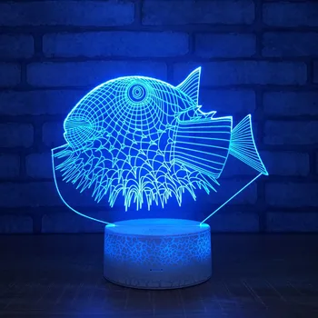 Акрилна Новост 3D Риба Пълноценната Настолна Лампа 7 Цвята, с Променящ 3d Лампа, Led лека нощ За Деца, Подарък, Директна Доставка