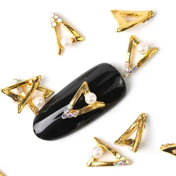 Новост 2019, 10 бр. кристални светли перлени бижута за нокти, планински кристал, алуминиеви Декорации за нокти, блясък, направи си сам, 3D Перлени бижута за нокти, окачване