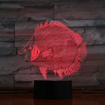 Риба 3D Лампа нощна светлина В 7 Цвята Акрилни Сензорен Бутон Настолна USB Лампа Осветление За Сън Декор Спални Детски Подаръци Директен Доставка
