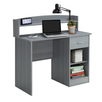 Модерен офис бюро с чекмедже Мебели За писмено маса с рафтове и две отворени шкафове Компютърни бюра Организаторите Маса за Обучение