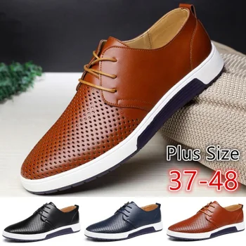 2023 Нова мъжки ежедневни обувки, Модерен бизнес обувки, на хладно ежедневни обувки с изрезки, Удобни дишащи ежедневни обувки 38-48