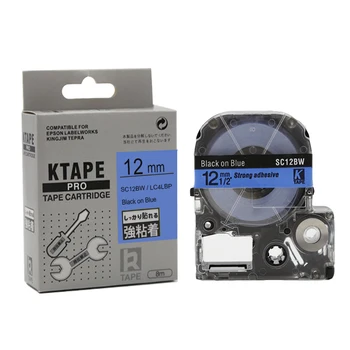 30 бр./лот SC12BW/LC4LBP 12 мм, черен на син KINGJIM LC лента касета за принтер KingJim Labelworks