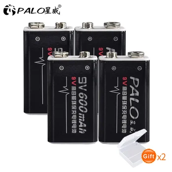 PALO 2-4 бр 9 600 mah Литиева Акумулаторна Батерия 6F22 9 волтова литиево-йонни батерии liion за Мултицет Микрофон Играчка