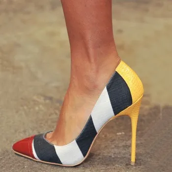 GOOF LORON/ НОВИ дамски обувки на ток, разноцветни обувки с остри пръсти, ток 11 см, секси и модерни дамски обувки на pointe