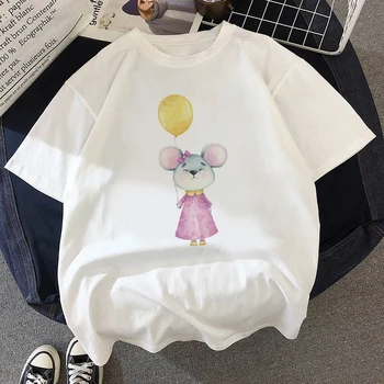 Женска тениска С Геометрични Цветни балони Ullzang, Забавна Тениска с Изображение на Анимационни герой, Модни Тениски на 90-те години, Женска Риза в стил Харадзюку