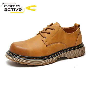 Camel Active/ Нова мъжки ежедневни обувки от естествена кожа, пролетно-есенна градинска гумени подметки обувки, дишаща мъжки oxfords дантела, размер CN 44