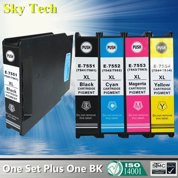 5X съвместим с пигмента мастило касета за T7551-T7554 T7561-T7564 T7541-T7544, за принтер Epson WF-8590 WF-8090 WF-8510.