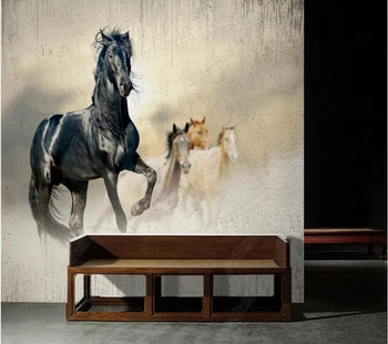 Papel de parede Съвременна илюстрация на бягащи коне 3D тапети, хол телевизия фон кухня, спалня тапети начало декор