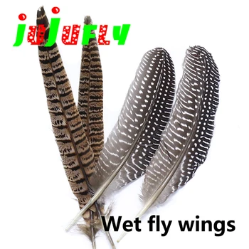 Премиум 5 бр. летящи материали за връзване на мухи пера пиле фазан опашката банан перо перо на пъстърва за риболов мокри материали за връзване на мухи