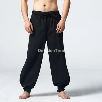 2023 традиционните мъжки панталони кунг-фу, тай, ушу, градинска дрехи, зреещи, мъжки ежедневни панталони в китайски стил, свободни ленени панталони