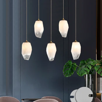 Постмодернистские кристални висящи лампи, Скандинавски ресторант лампа с една глава бар с три глави подвесная лампа нощна лампа за спални