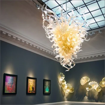 Нова Тенденция Led Окачен Лампа Top Design Цветно Бластване Стъкло Ръчна Изработка, Голям Полилей