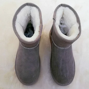 2020 Нова корейска версия на универсалната зимни обувки на кратък плосък ток, кожени дебели топли ботильоны
