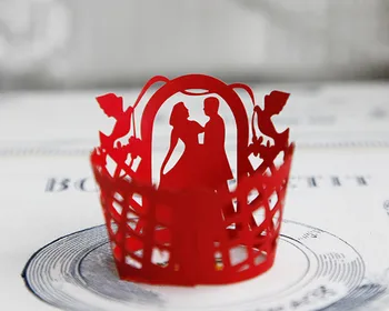 Безплатна Доставка червени сватбени опаковки за кексчета хартиени мини тарталети чаша торта партия печене чаша обвивка
