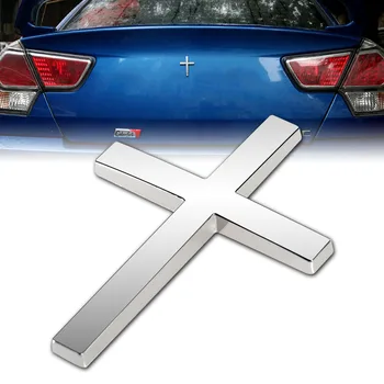 JX-LCLYL 3D Метален Християнски Кръст, Автомобилна Каросерия Странична Емблема на Багажника на Иконата Стикер Стикер Сребро