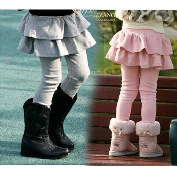 Нови Модни Обикновена Топли Панталони, Бебешки Дрехи, Памучен Пола-панталони с Волани за момичета, Детски Панталони