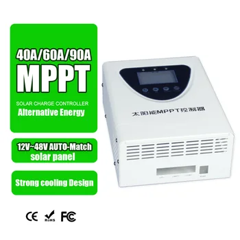 40A 60A 90A Слънчев MPPT Контролер за Зареждане на Слънчеви панели, MPPT LCD Дисплей с 12/24/36/48 Регулатор на Батерията Двойно USB